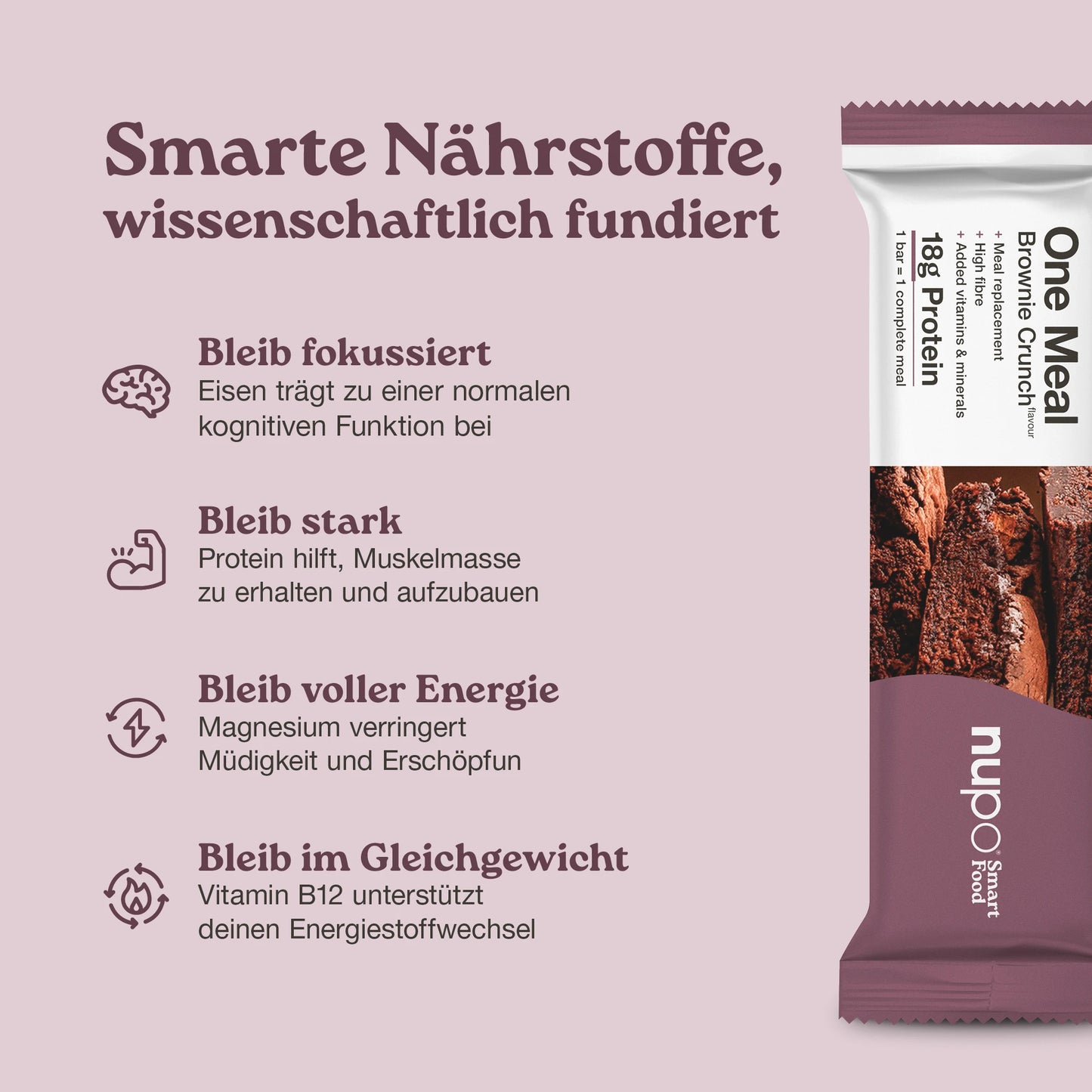 Nupo One Meal Bar Brownie Crunch Vorteile Protein Ballaststoffe