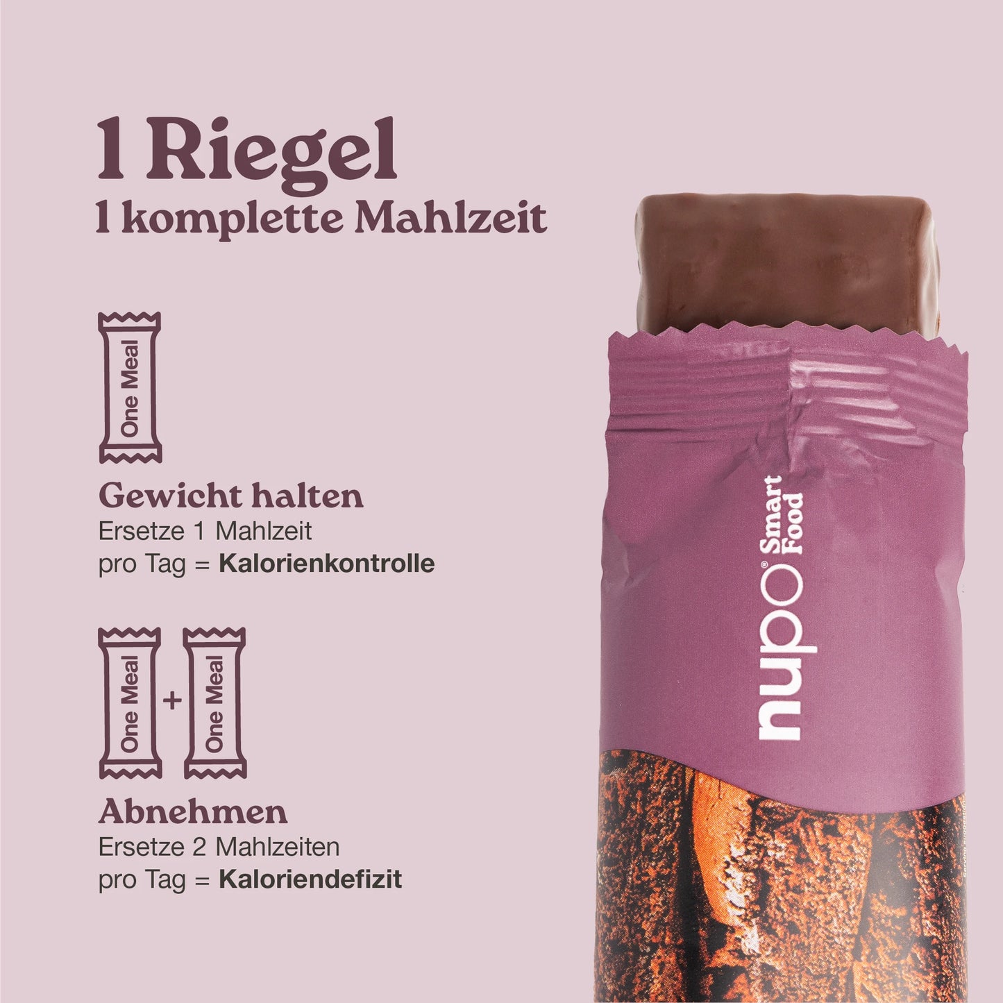 Nupo One Meal Bar Brownie Crunch Mahlzeitersatz Riegel stehend