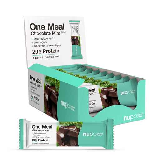 Nupo One Meal Bar Chocolate Mint Mahlzeitersatz Riegel Packung