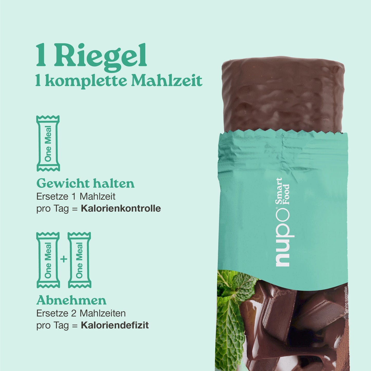 Nupo One Meal Bar Chocolate Mint Mahlzeitersatz Riegel stehend