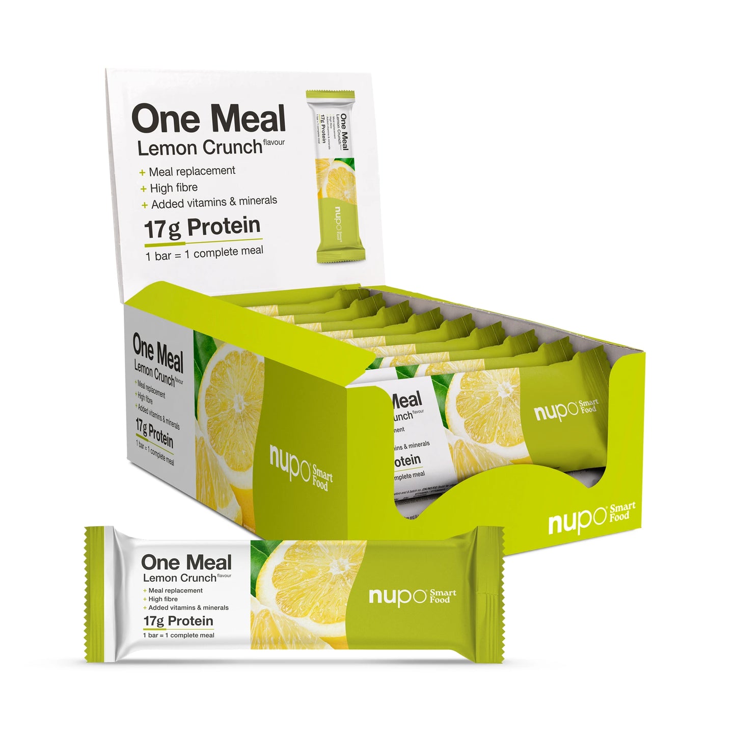 Nupo One Meal Bar Lemon Crunch Mahlzeitersatz Riegel Packung