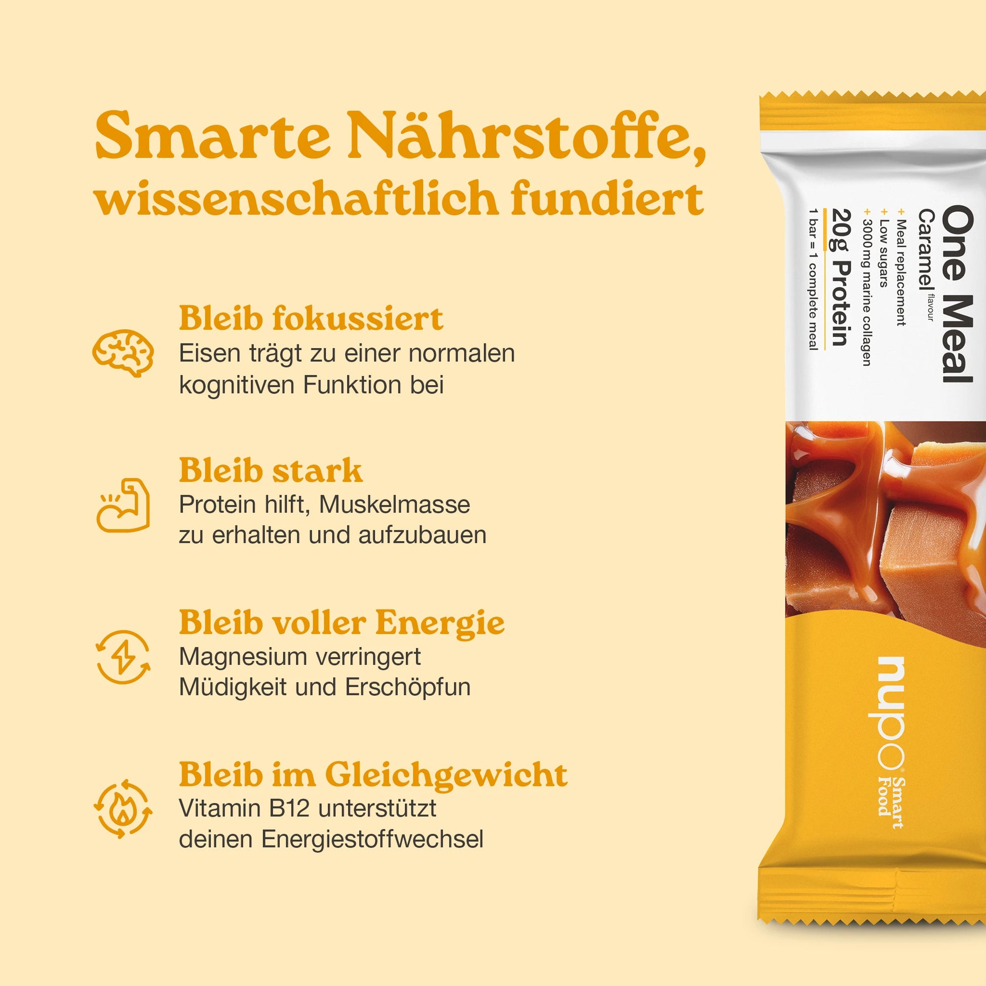 Nupo One Meal Bar Caramel Vorteile Protein Ballaststoffe