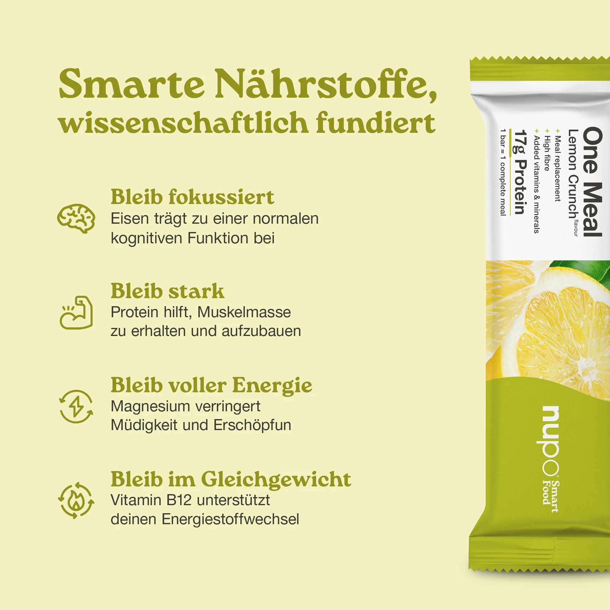 Nupo One Meal Bar Lemon Crunch Vorteile Protein Ballaststoffe