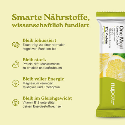 Nupo One Meal Bar Lemon Crunch Vorteile Protein Ballaststoffe