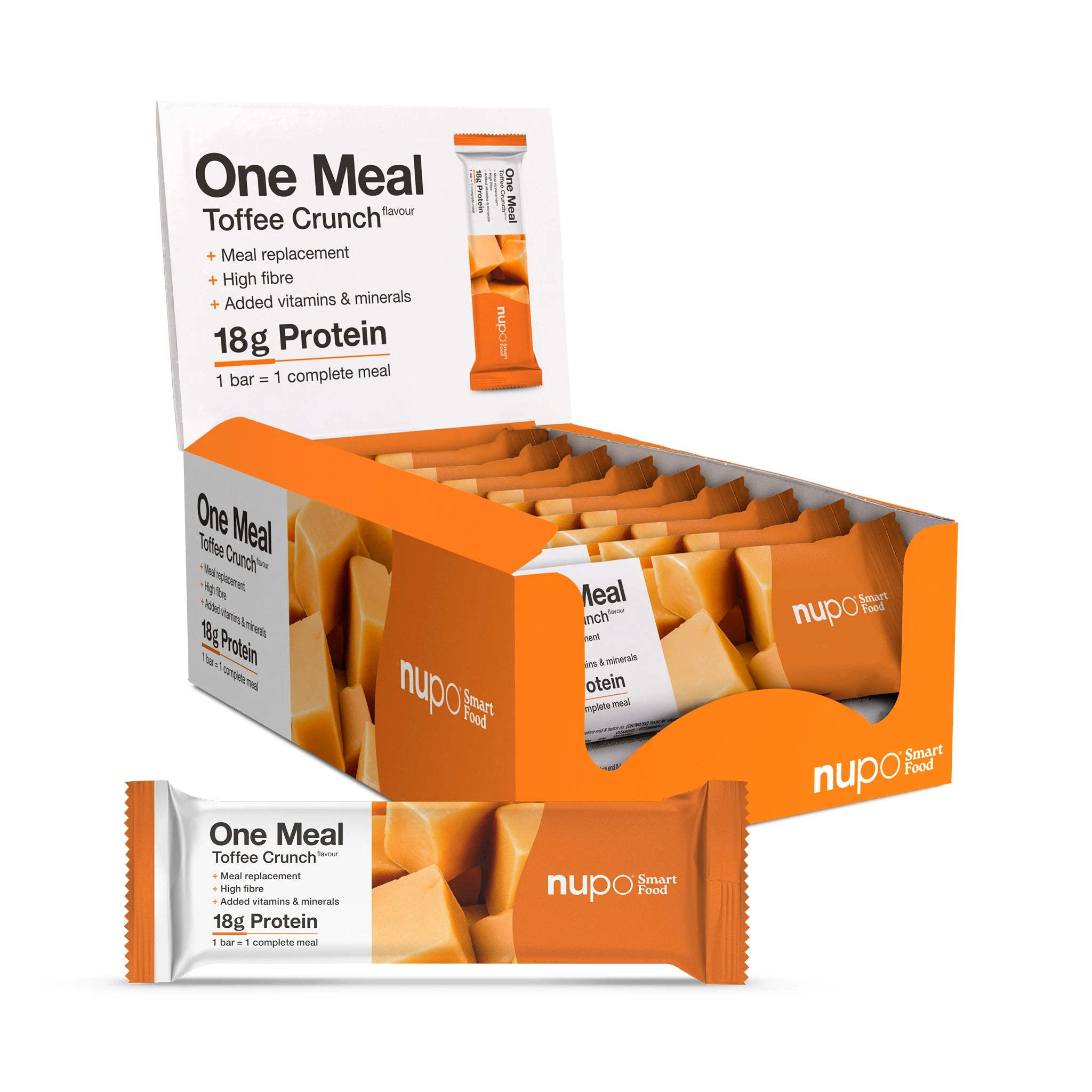 Nupo One Meal Bar Toffee Crunch Mahlzeitersatz Riegel Packung – proteinreicher Riegel zum Abnehmen und zur Gewichtskontrolle